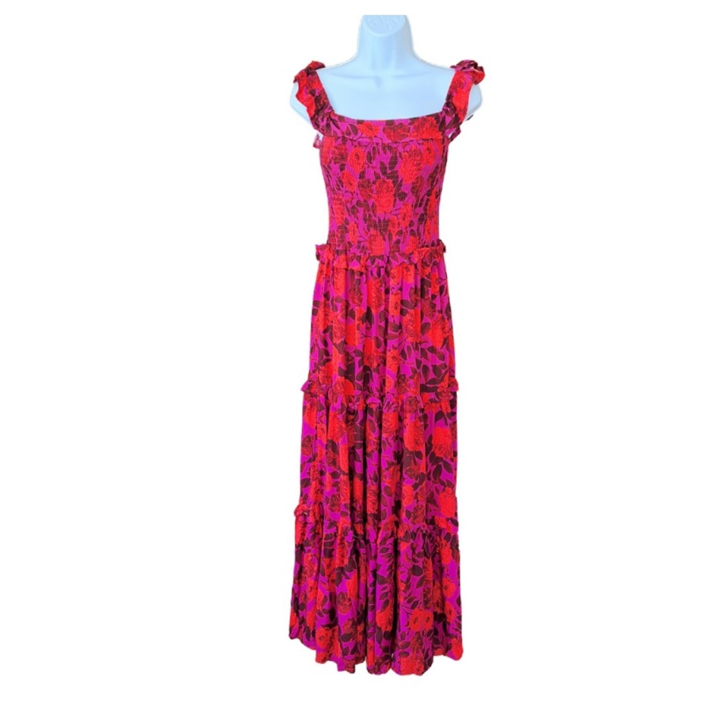 Anthropologie ‘Abel the Label’ Reign Smocked Floral Tiered Layer Ruffle Maxi XS - Picture 5 of 11